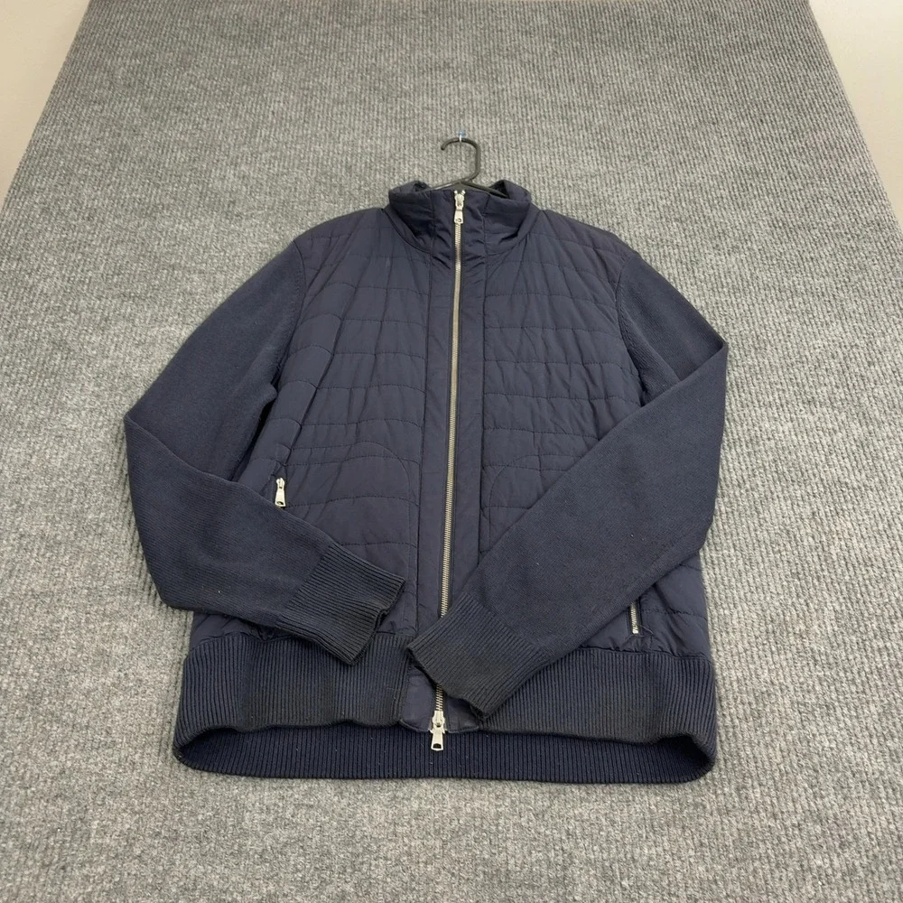 Banana‎ Republic Jacket Mens L Blue Cotton Quilted Hybrid Full Zip Casual